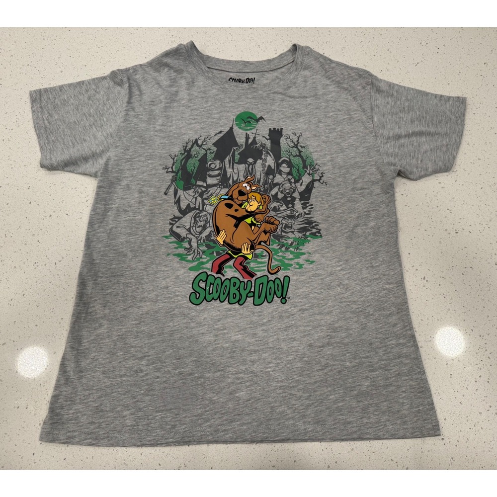 Scooby-Doo Graphic T Mens Large Gray Excellent Shaggy Haunted Castle Streetwear